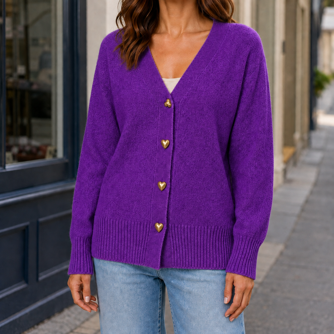 Laurel V-Neck Sweater - Purple