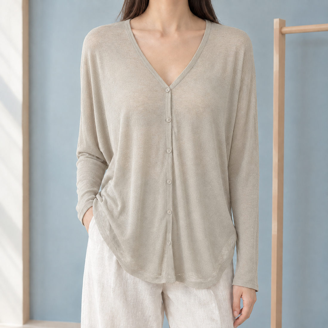 Benjamin V-Neck Cardigan - Beige