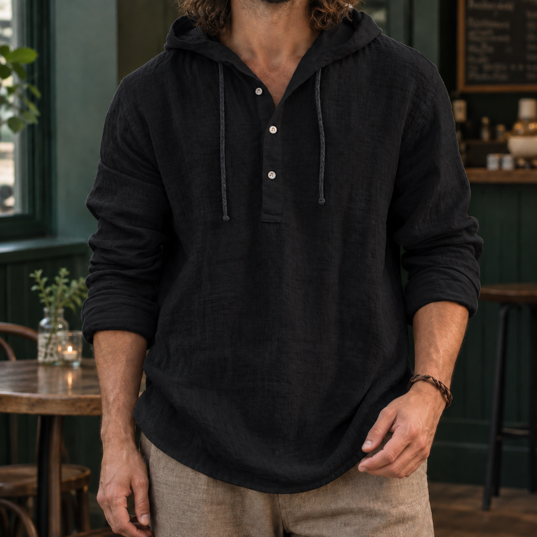 Gustave Hooded Hoodie - Black