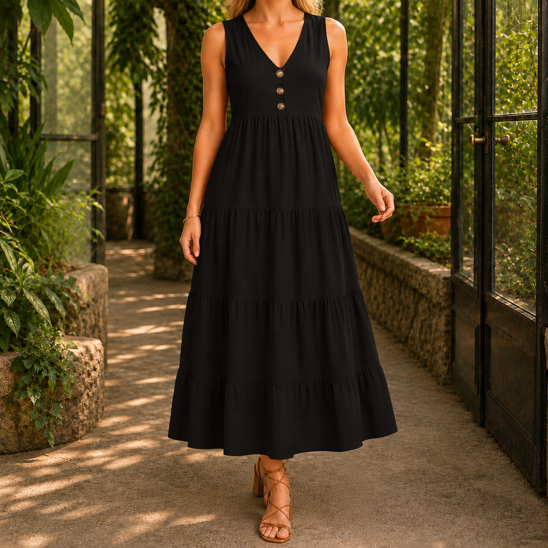 Sabina-Marie V-Neck Maxi Dress - Black