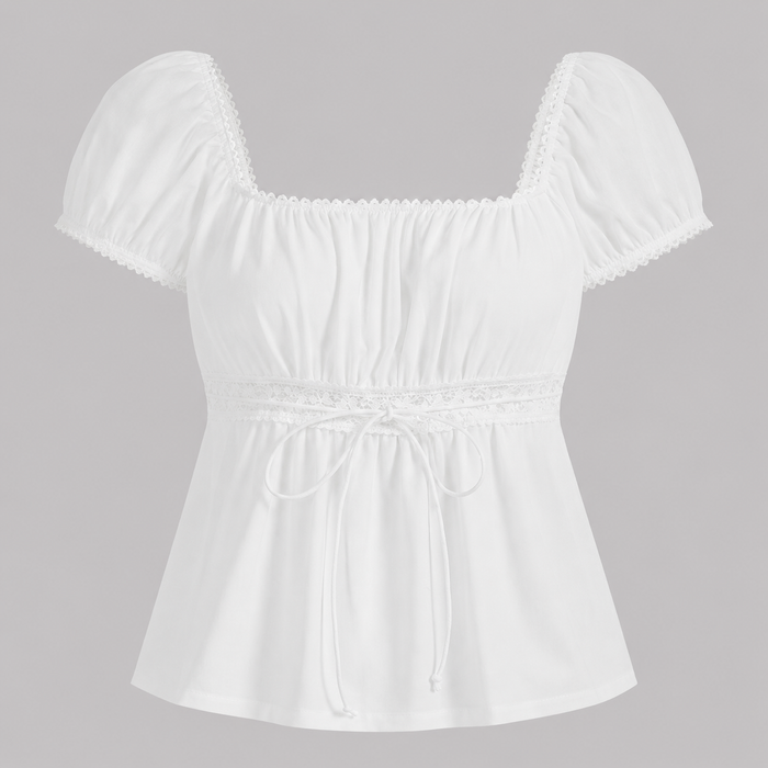 The Isolde Lace-Trim Peplum Top