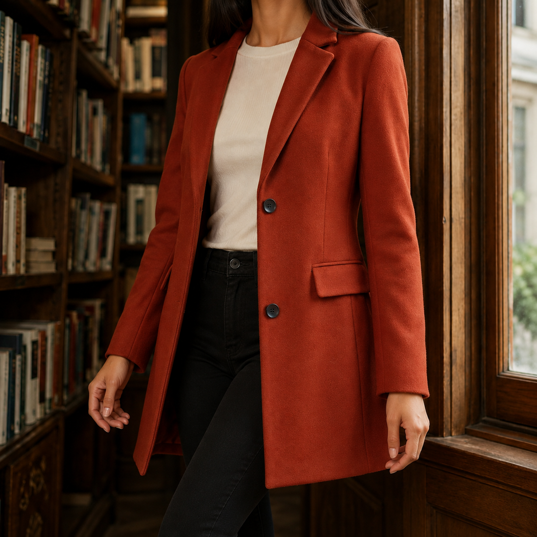 Alessia Tailored Jacket - Brick red