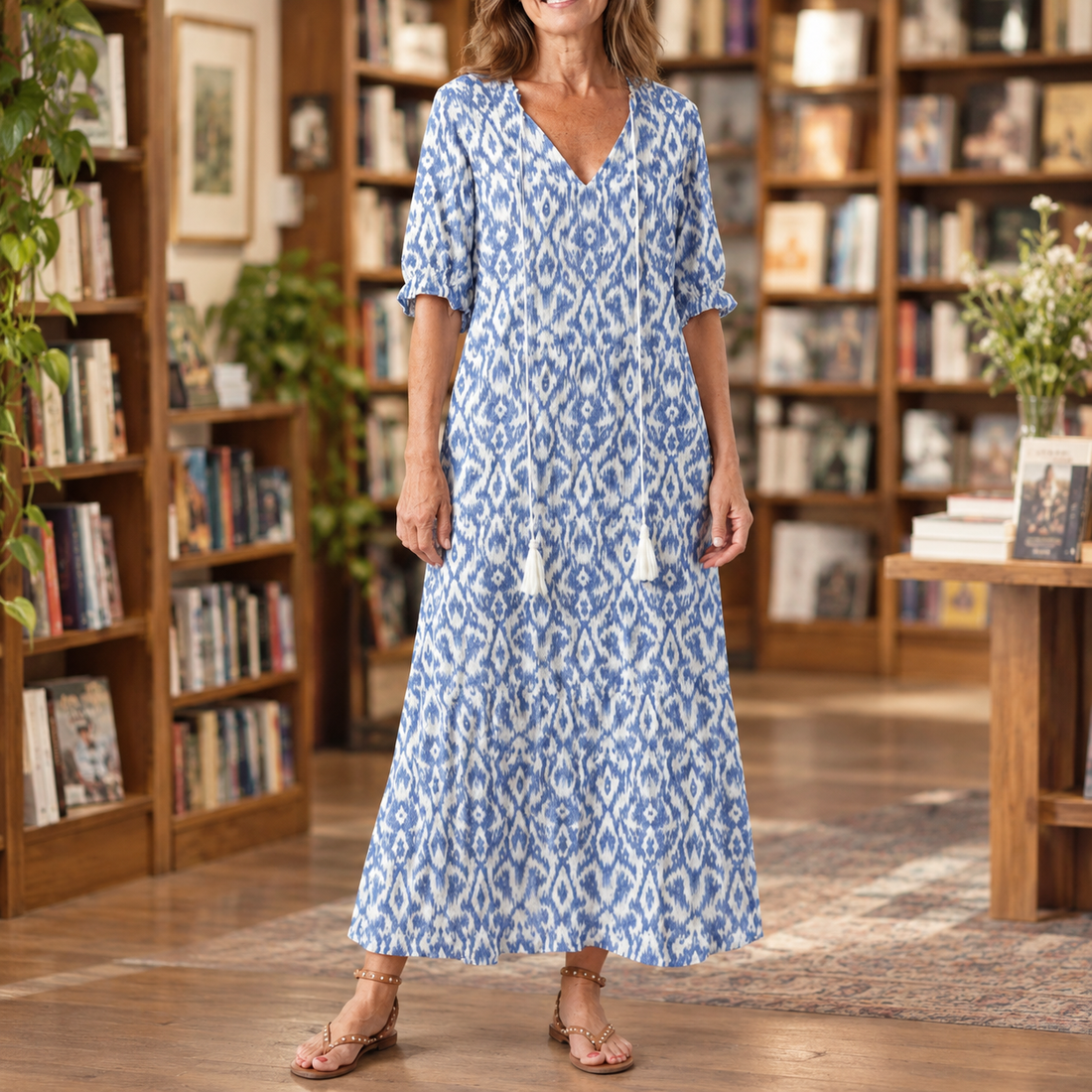 Solene-Faye Relaxed Midi Dress - Blue