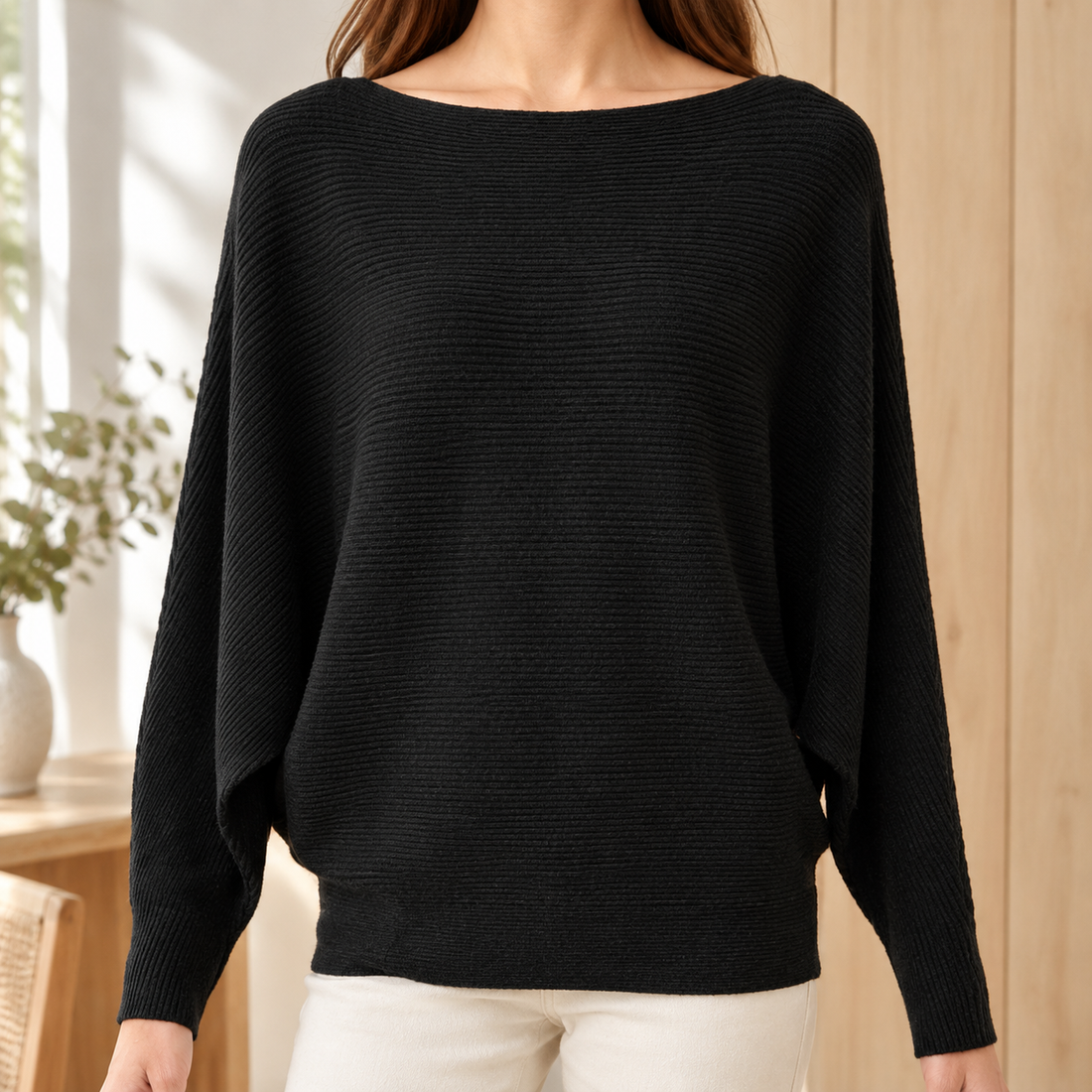 Cordelia-Faye Boat Neck Sweater - Black