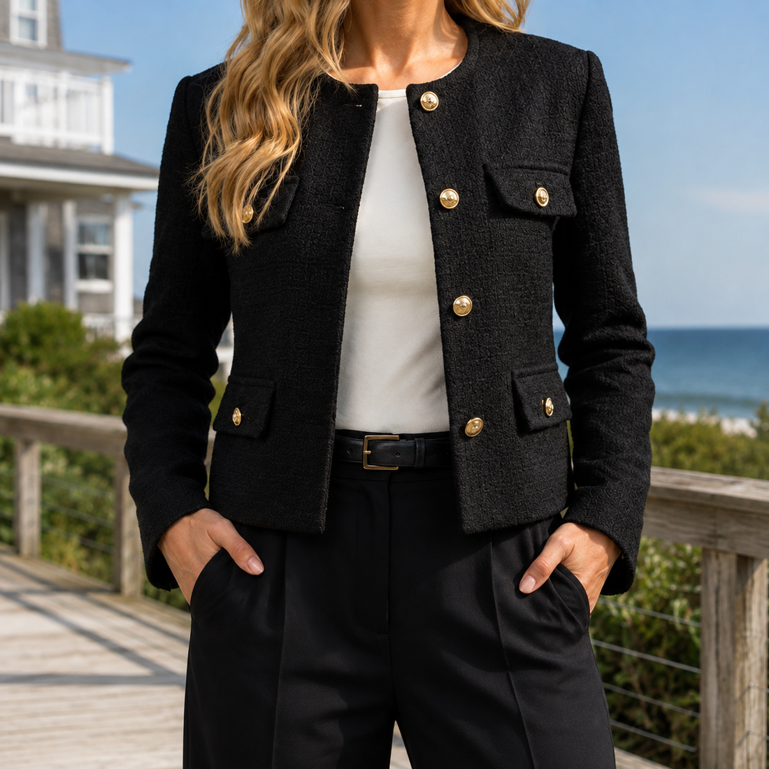 Hazel-Grace Cropped Blazer - Black