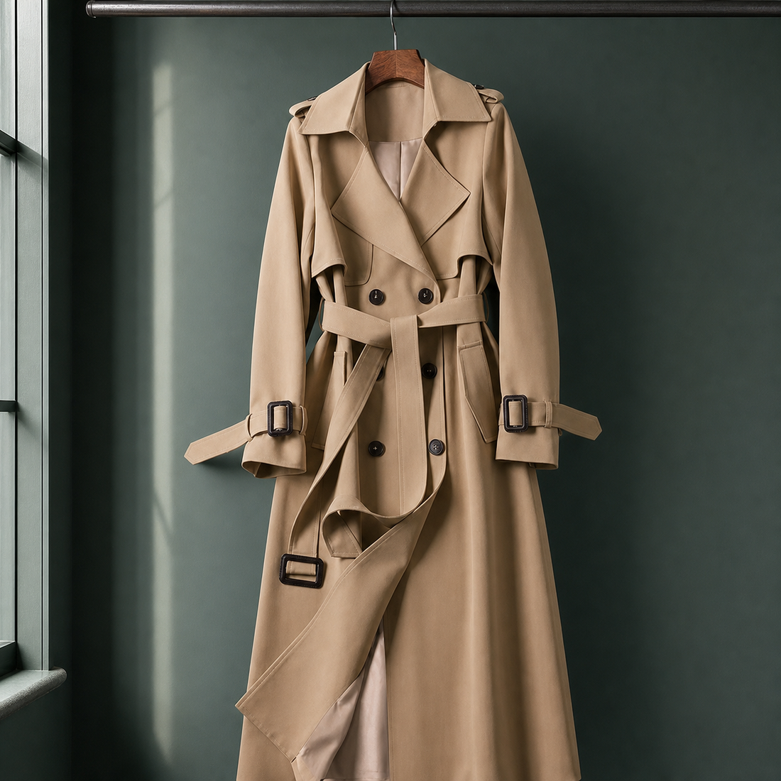 Azalea Belted Overcoat - Khaki