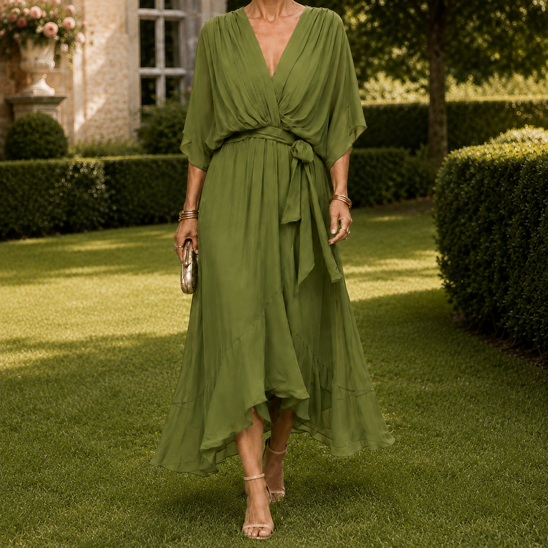 Petra High Low Dress - Green