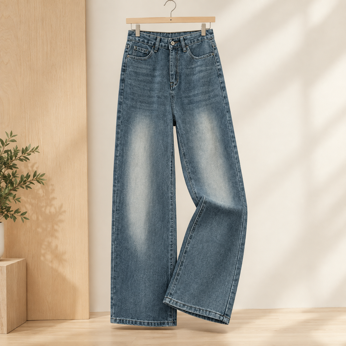 Quintina Wide Leg Jeans - Charcoal Blue