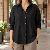 Brigitte-Marie Relaxed Linen Shirt - Black