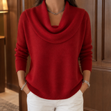 Cassia-Mae Draped Collar Sweater - Red