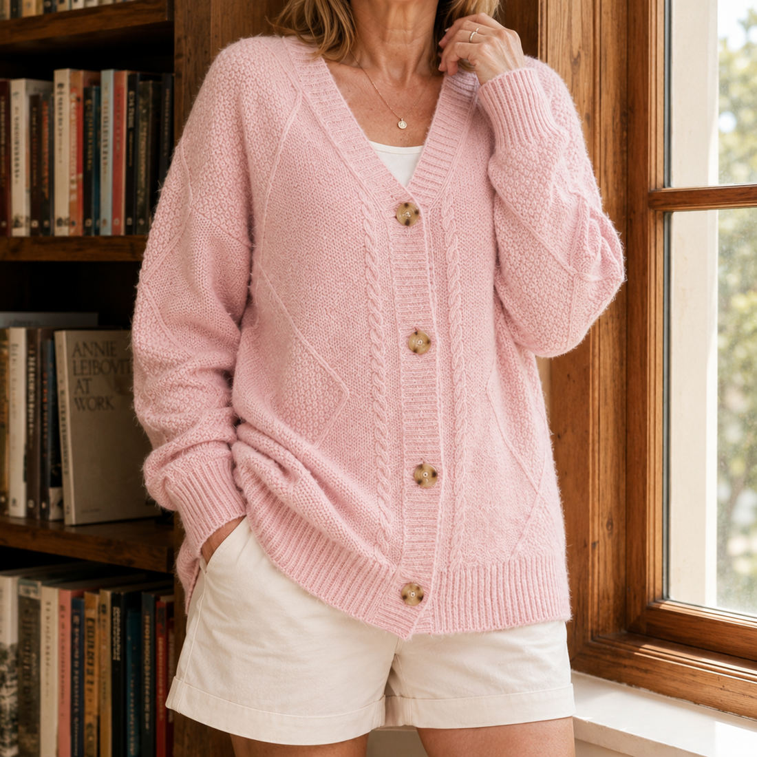 Noelle-Faye V-Neck Sweater - Pink