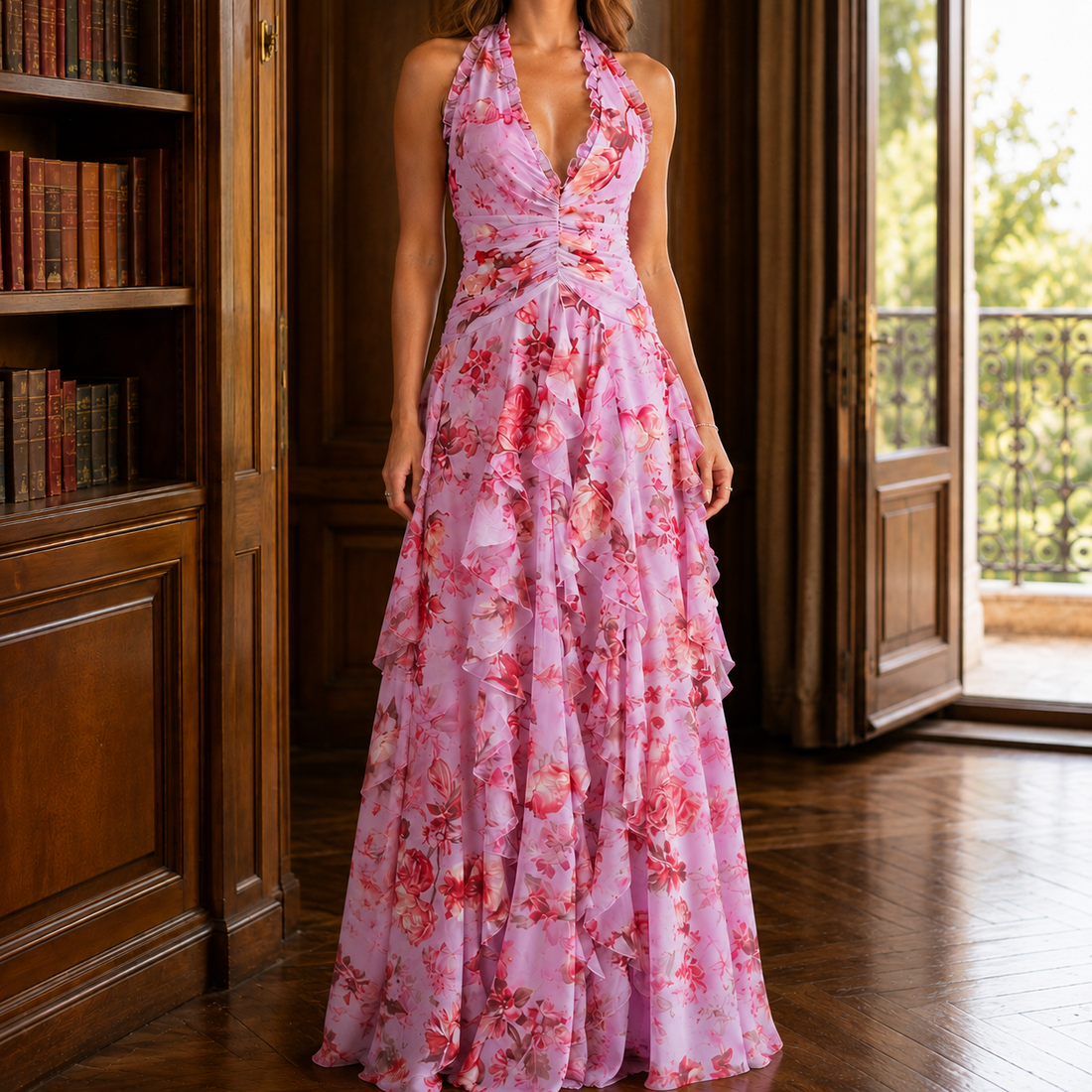 Marlene Ruffle Maxi Dress - Pink