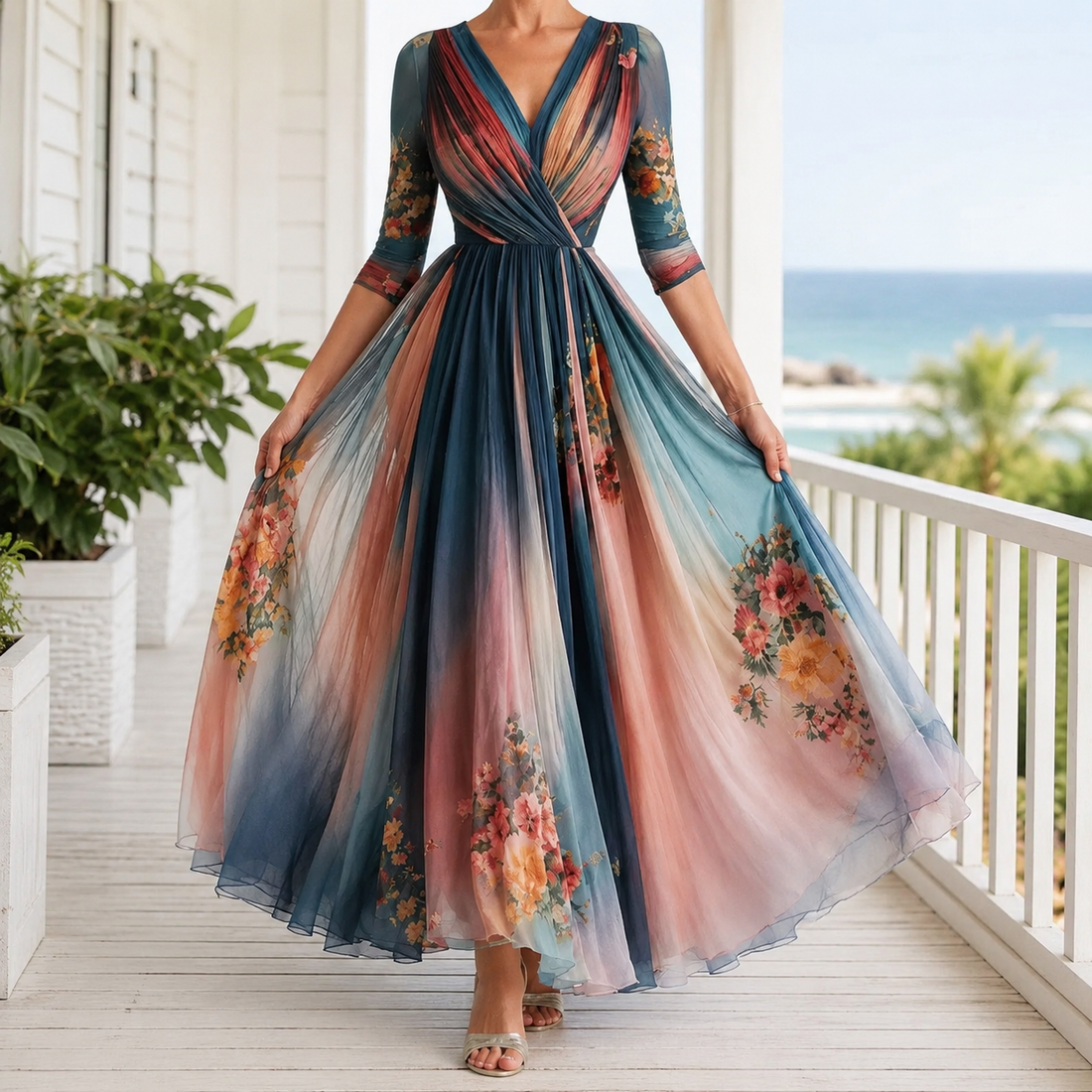 Nadia Floral Maxi Dress - Multicolour