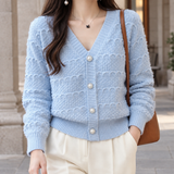 Hesper-Faye Textured Cardigan - Blue
