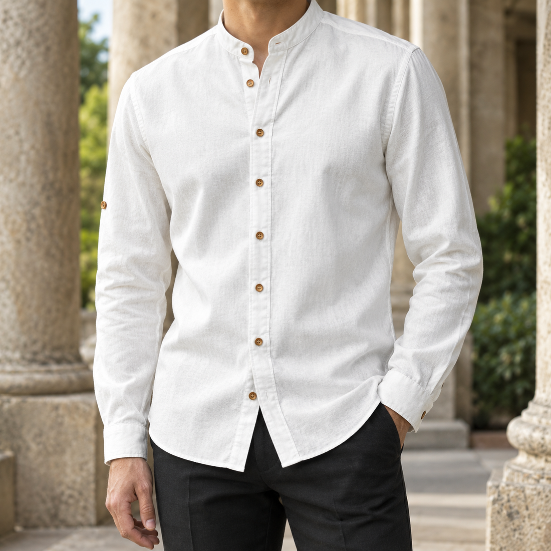 Clement Mandarin Shirt - White