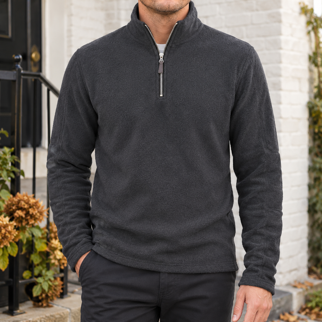 Renard Quarter Zip Top - Gray