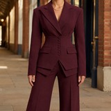 Willa Sculpted Pantsuit - Burgundy