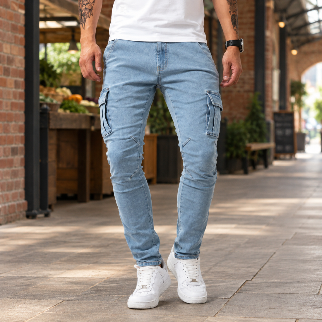 Max Tapered Cargo Pants - Light Blue