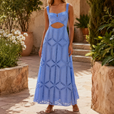 Amelie Eyelet Maxi Dress - Blue