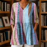 Tabitha-Claire V-Neck Blouse - Multicolor Stripe