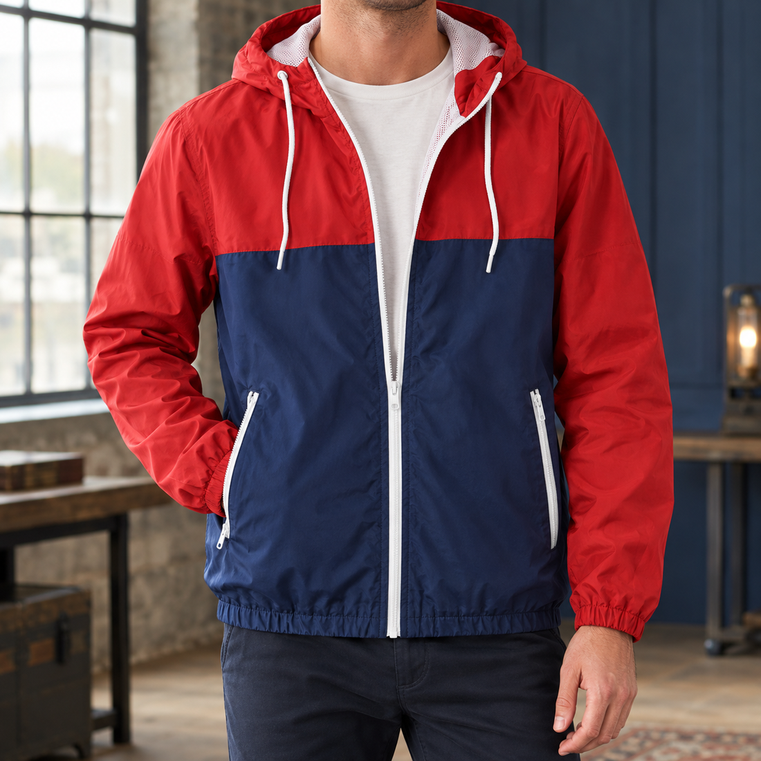 Charlie Colorblock Jacket - Red Blue