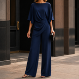 Katia-Sage Draped Set - Navy Blue