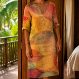 Lorelei Leaf Print Dress - Multicolor Leaf Print