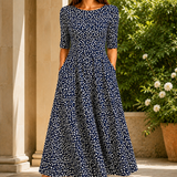 Adeline Printed Maxi Dress - Navy And Ivory Print