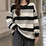 Annika-Pearl Relaxed Top - Black Stripes