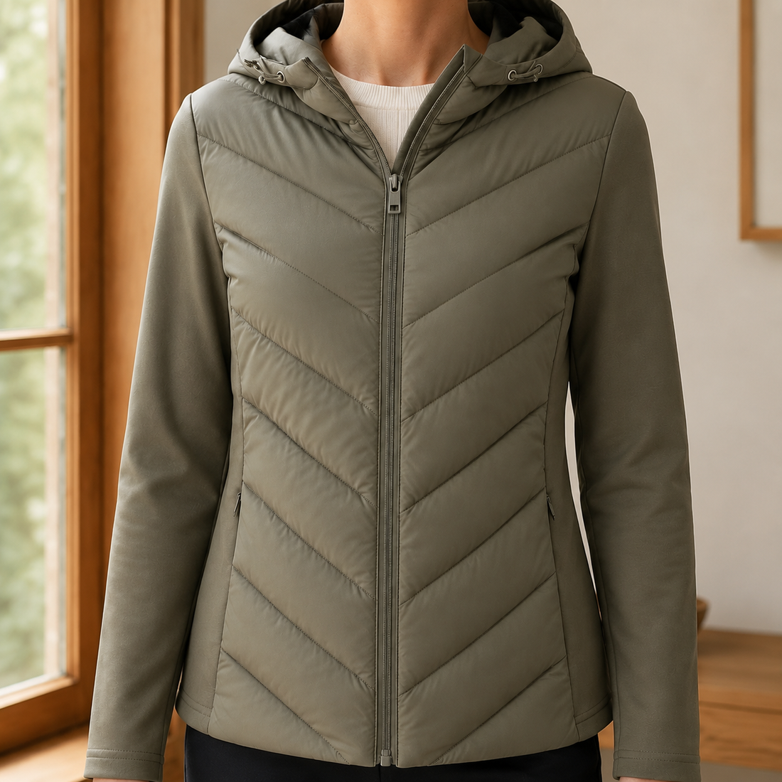 Edith-Jade Chevron Jacket - Army Green