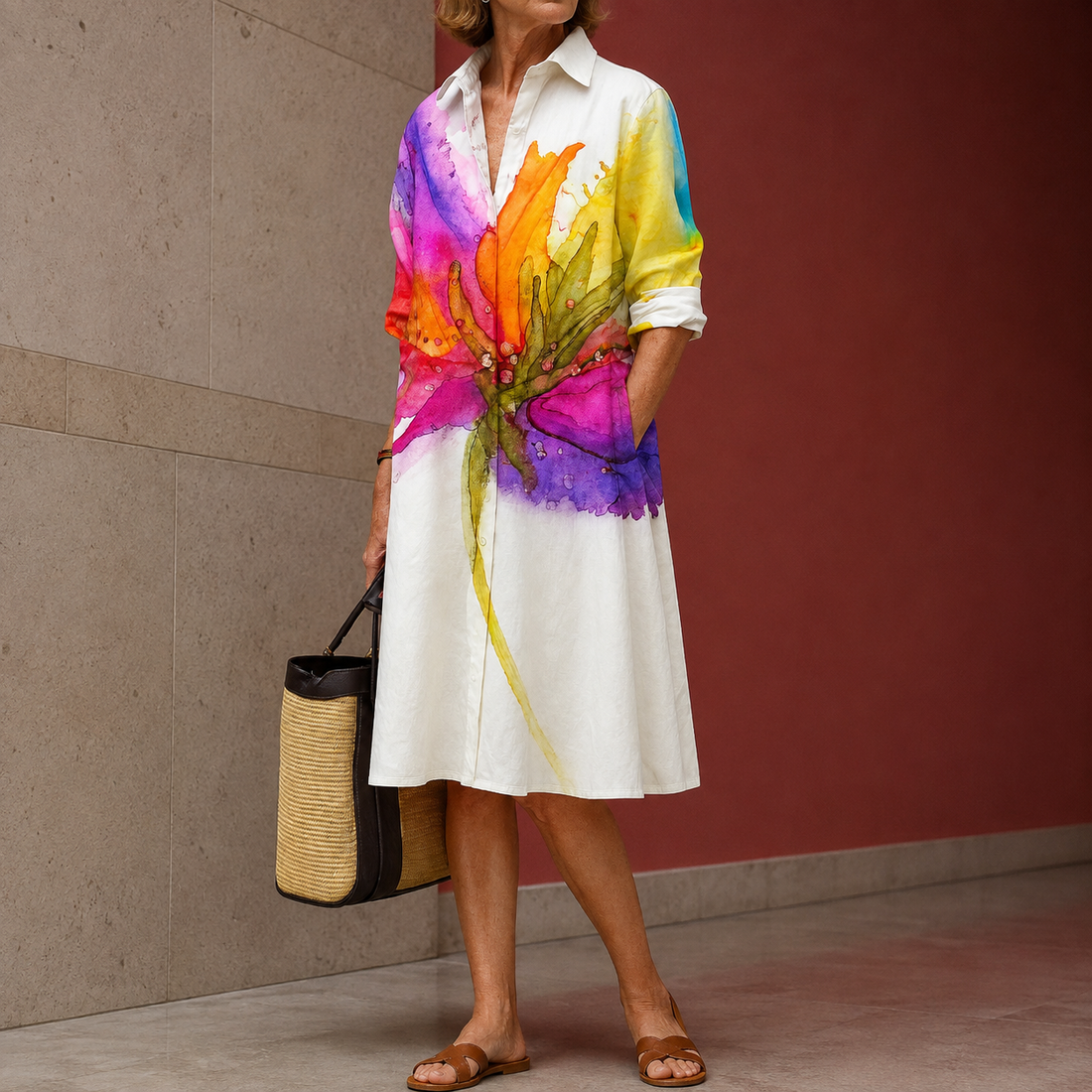 Eleanor-Eve Watercolor Dress - Multicolore