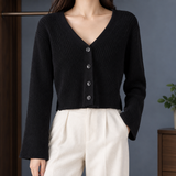 Raven Ribbed Cardigan - Black