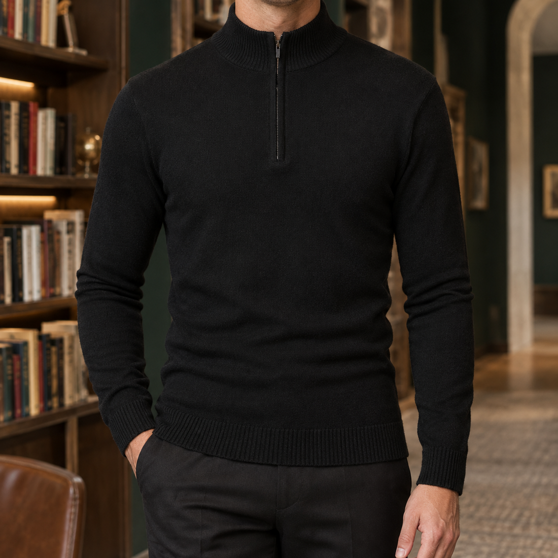 Rory Half-Zip Sweater - Black