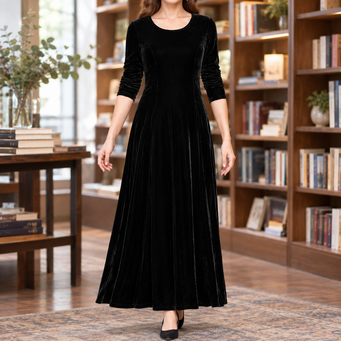Leah Velvet Dress - Black