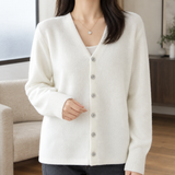 Millie V Neck Cardigan - White
