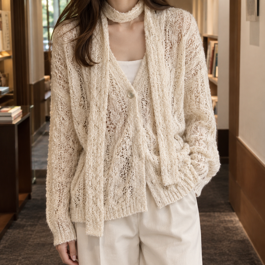 Elle Cable Cardigan - Cream