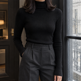 Natalia-Marie Ribbed Turtleneck - Black