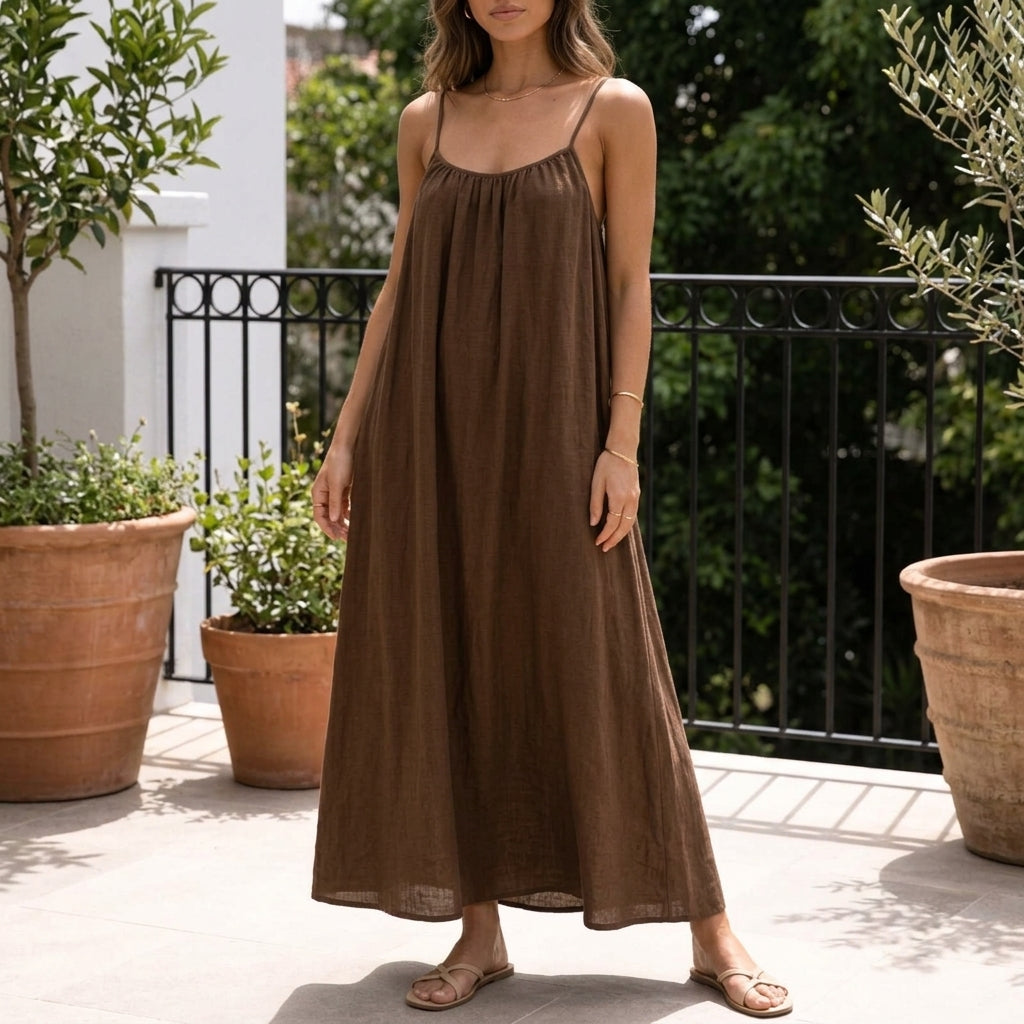 Willa Backless Maxi Dress - Marron