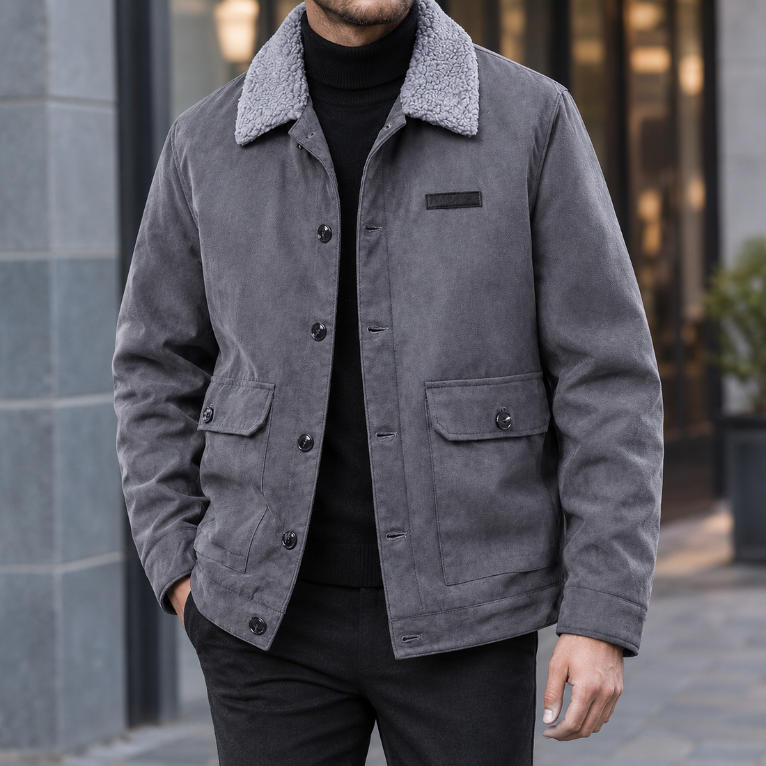 Felix-Flynn Fleece Collar Jacket - Dark Gray