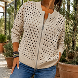 Georgina-Skye Open-Knit Sweater - Beige