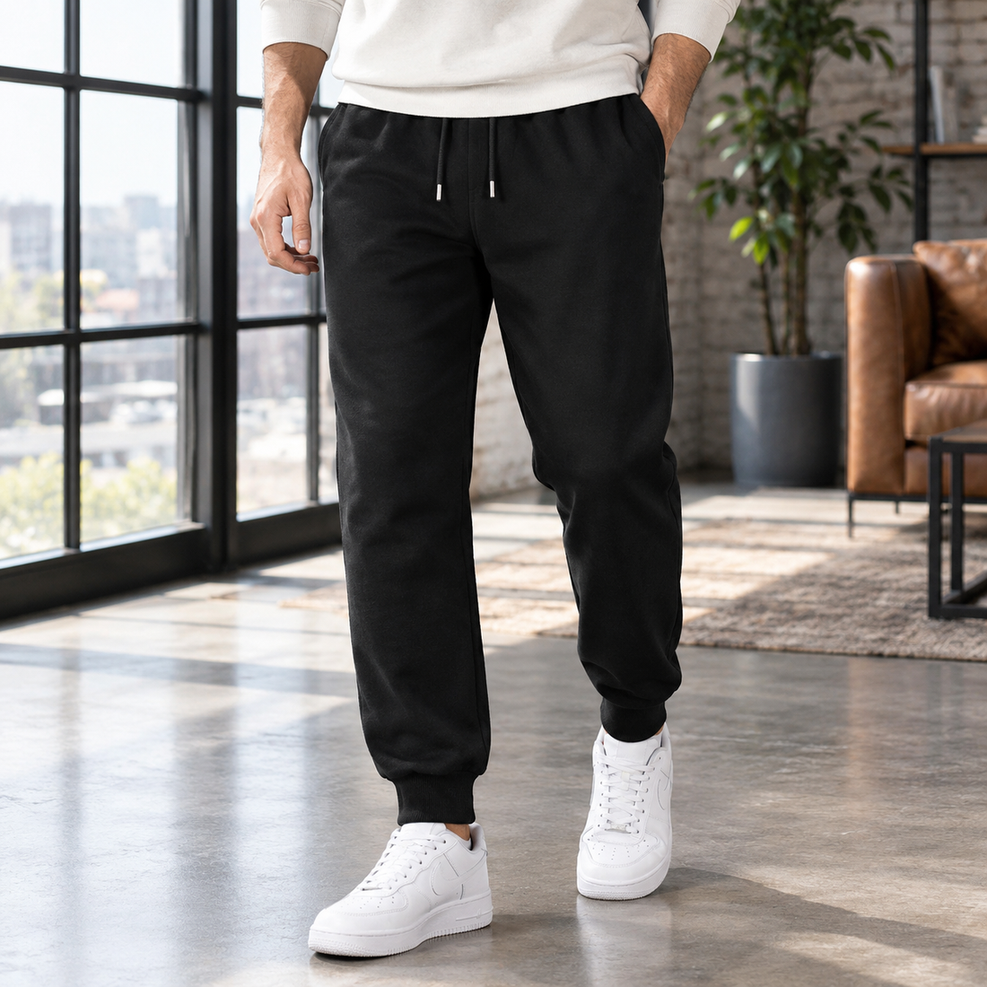 Nicodemus Relaxed Joggers - Black (foot-legged)
