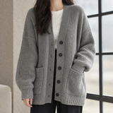 Lauren-Elise Ribbed Cardigan - Gray