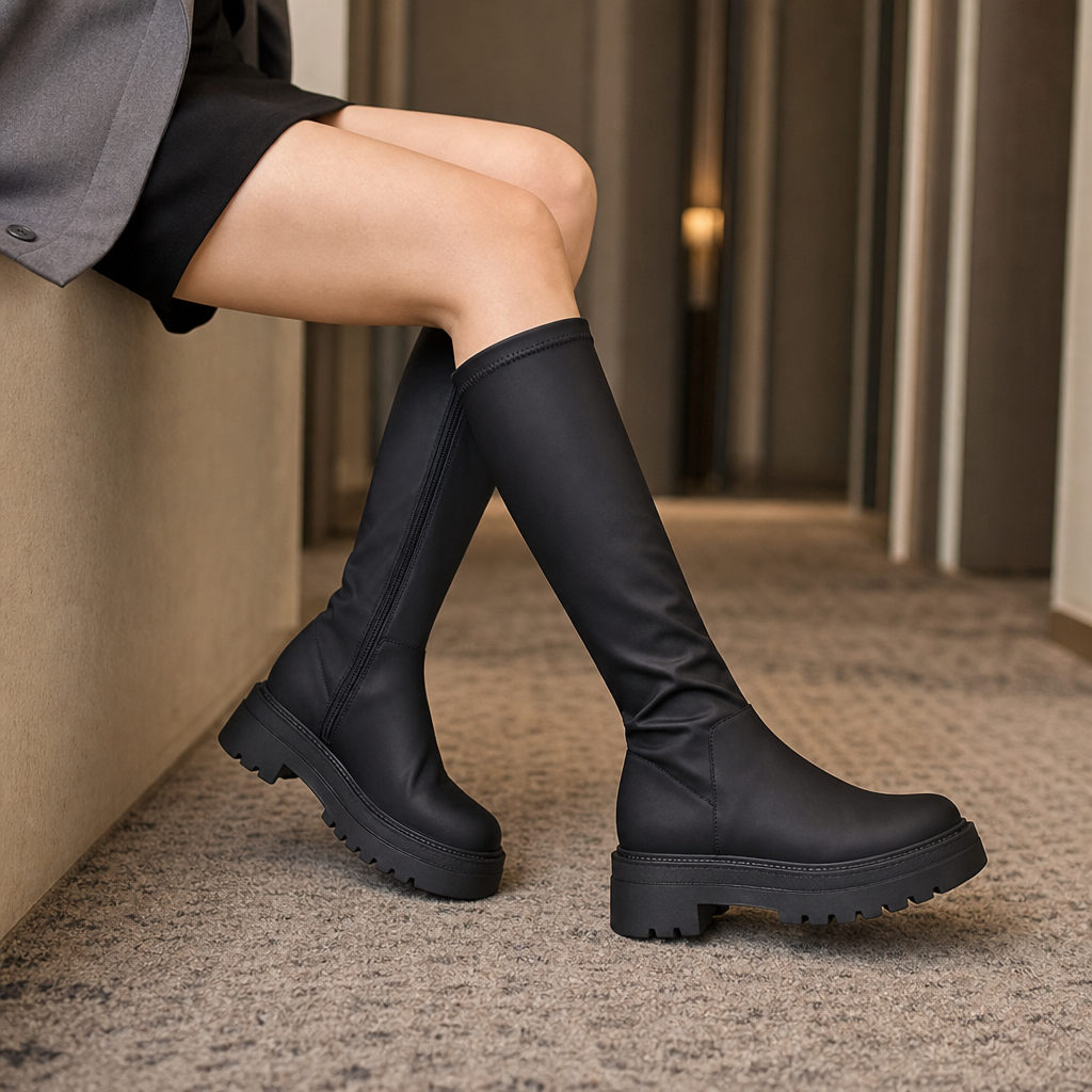 Udine Platform Boots - Black