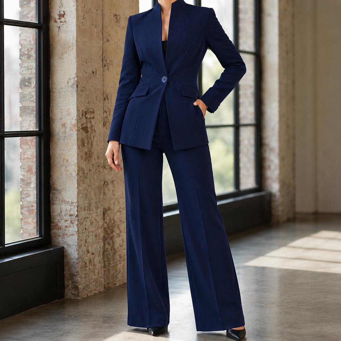 Brigitte Tailored Set - Navy Blue