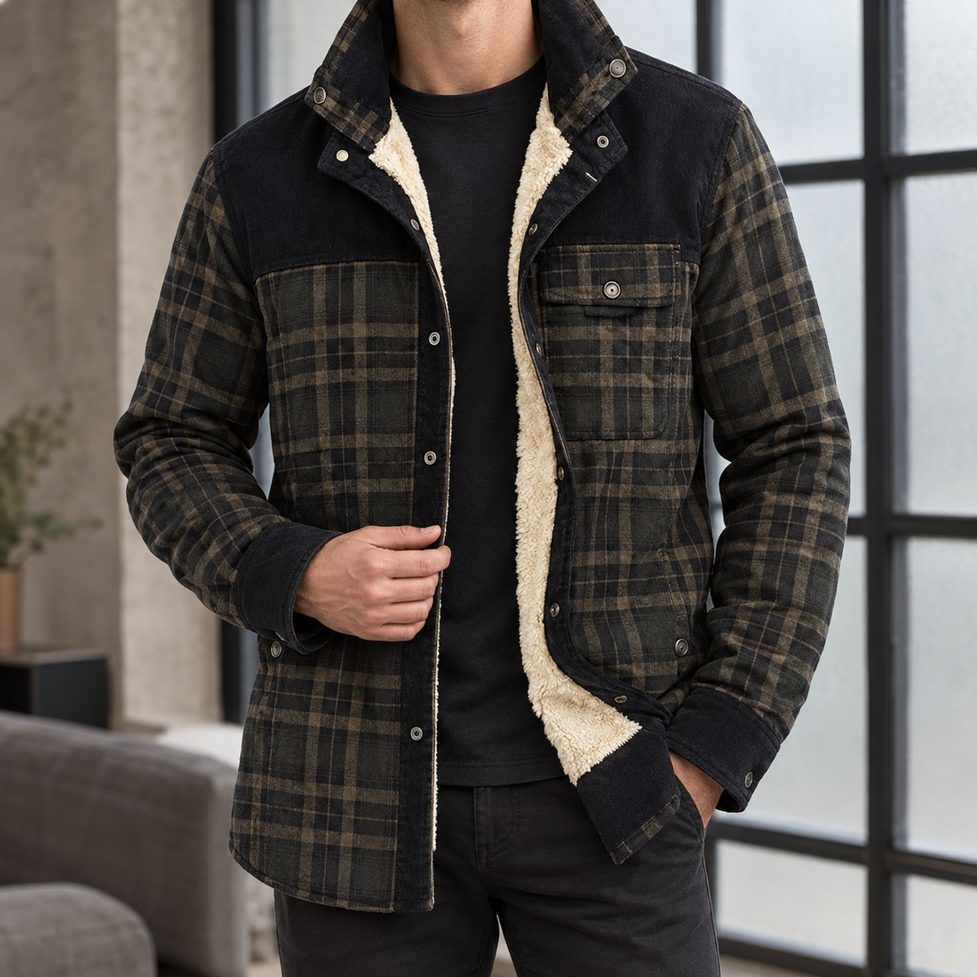 Martin Plaid Jacket - Black