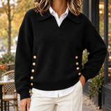 Leila-Louise Collared Sweater - Black