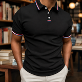 Ennis Striped Polo - Black