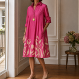 Edith-Grace Botanical Midi Dress - Pink