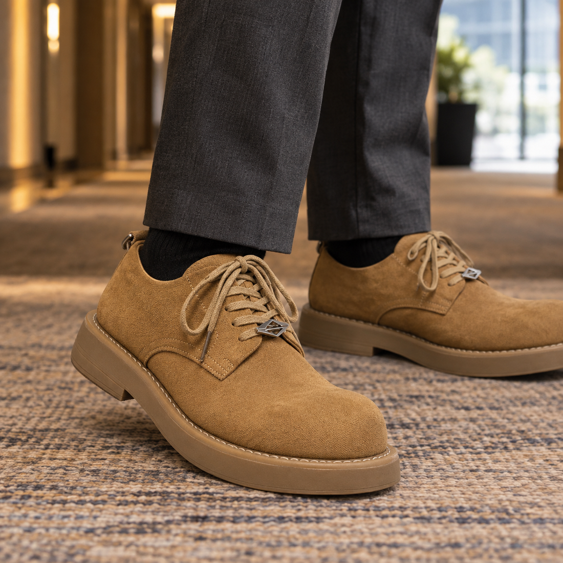 Corvino Chunky Derby Shoes - Tan