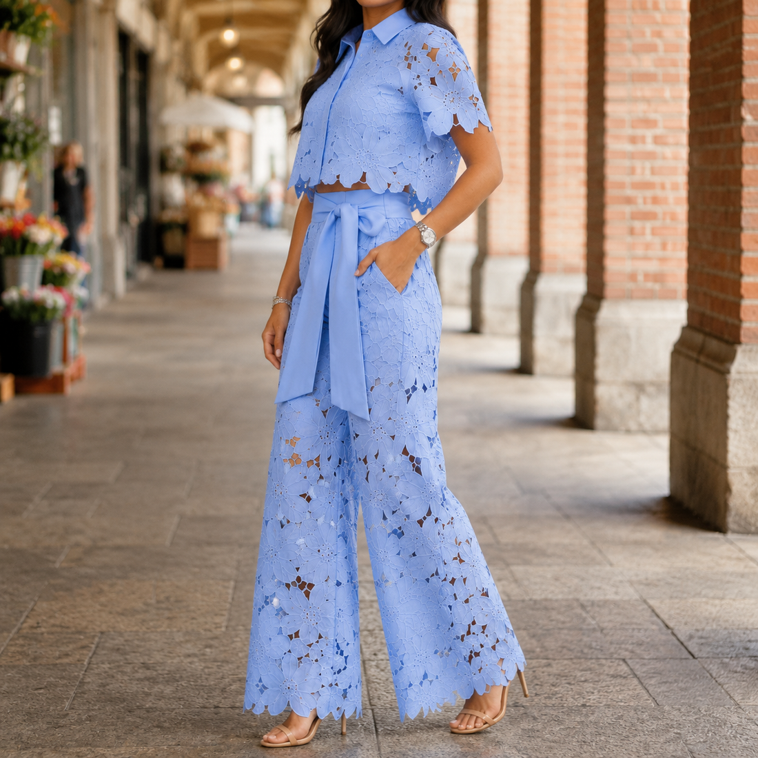 Tallulah Wide-Leg Set - Light Blue